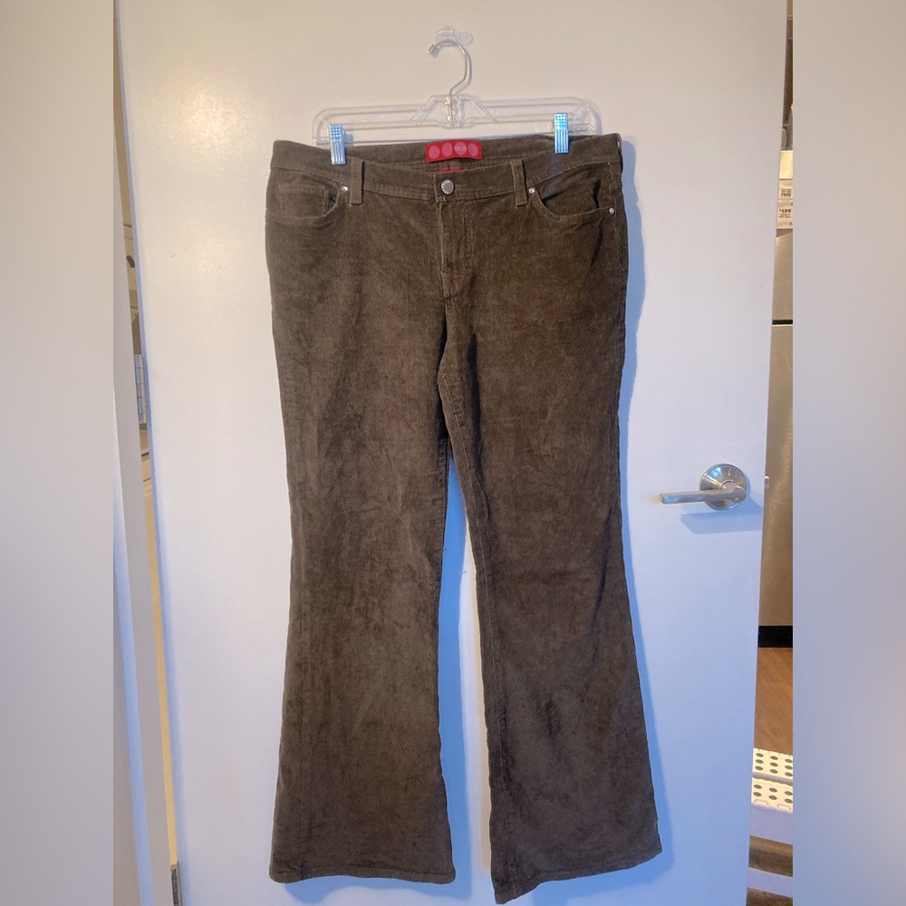 Y2K GLO Brand Brown Corduroy Bellbottoms w/ Sparkly Gem Detailing 💎
